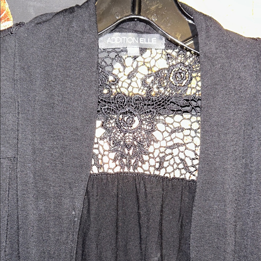 Addition Elle Black Duster with Lace Accent 3X